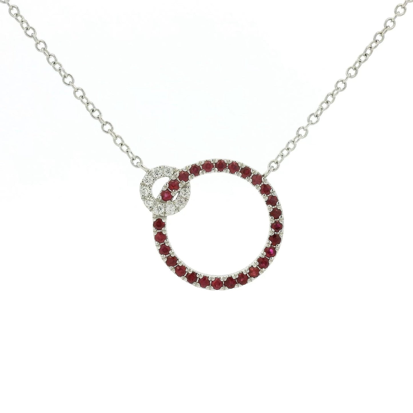 Ruby & Diamond Overlapping Circle Pendant - Forever Rox Fine Jewelry