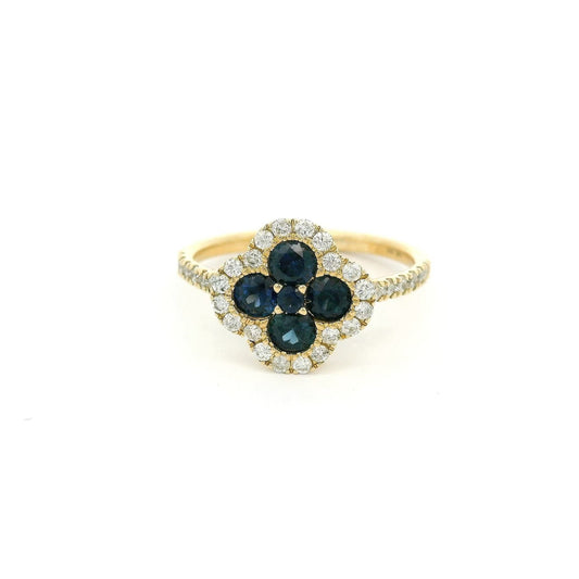 Sapphire & Diamond Clover Design Ring - Forever Rox