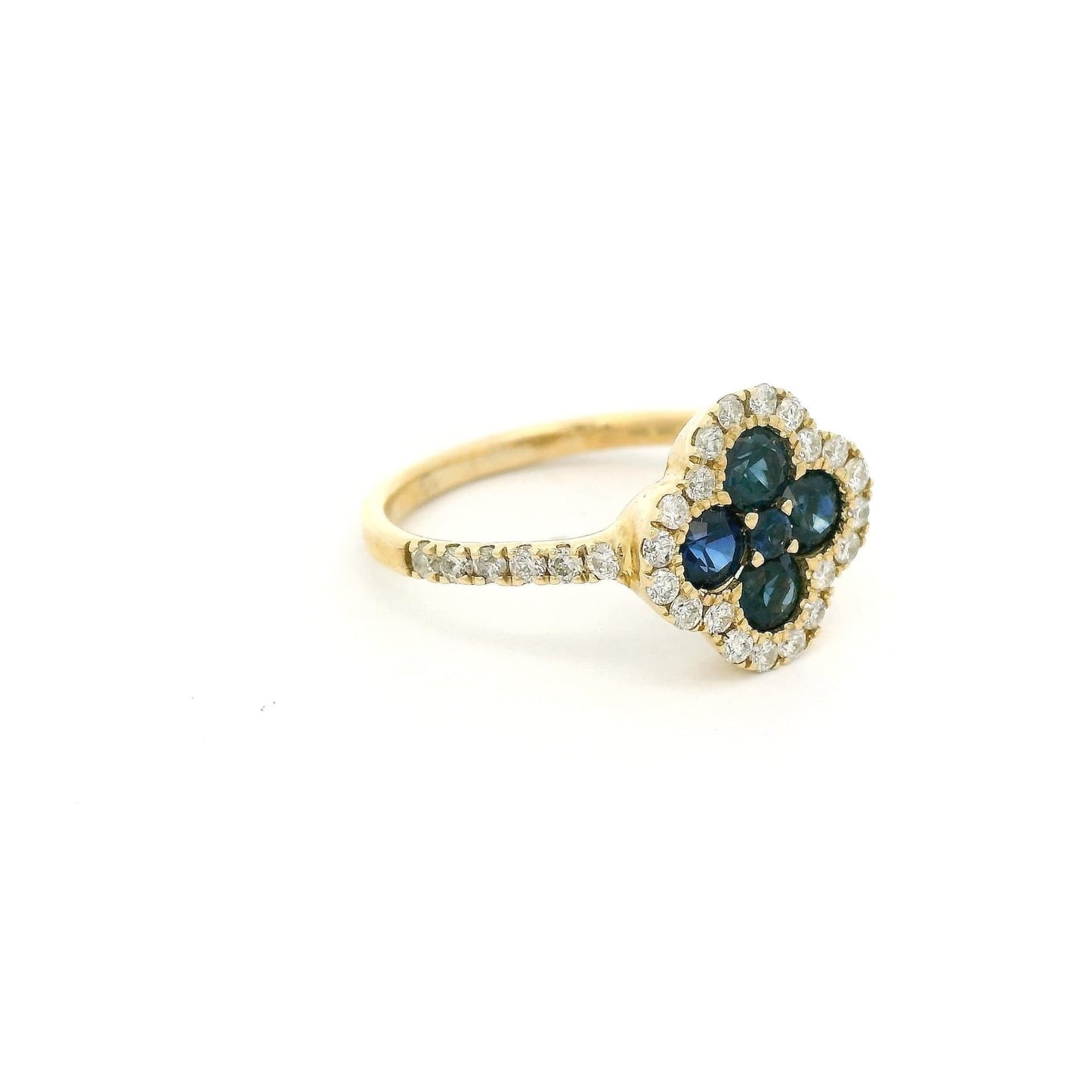 Sapphire & Diamond Clover Design Ring - Forever Rox