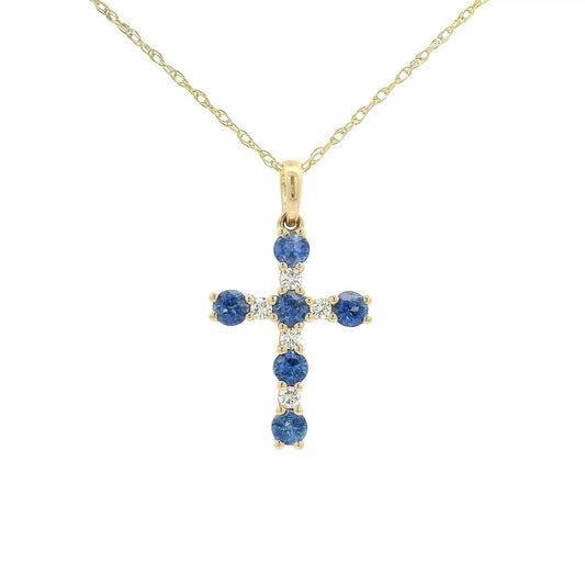 Sapphire & Diamond Cross - Forever Rox Fine Jewelry
