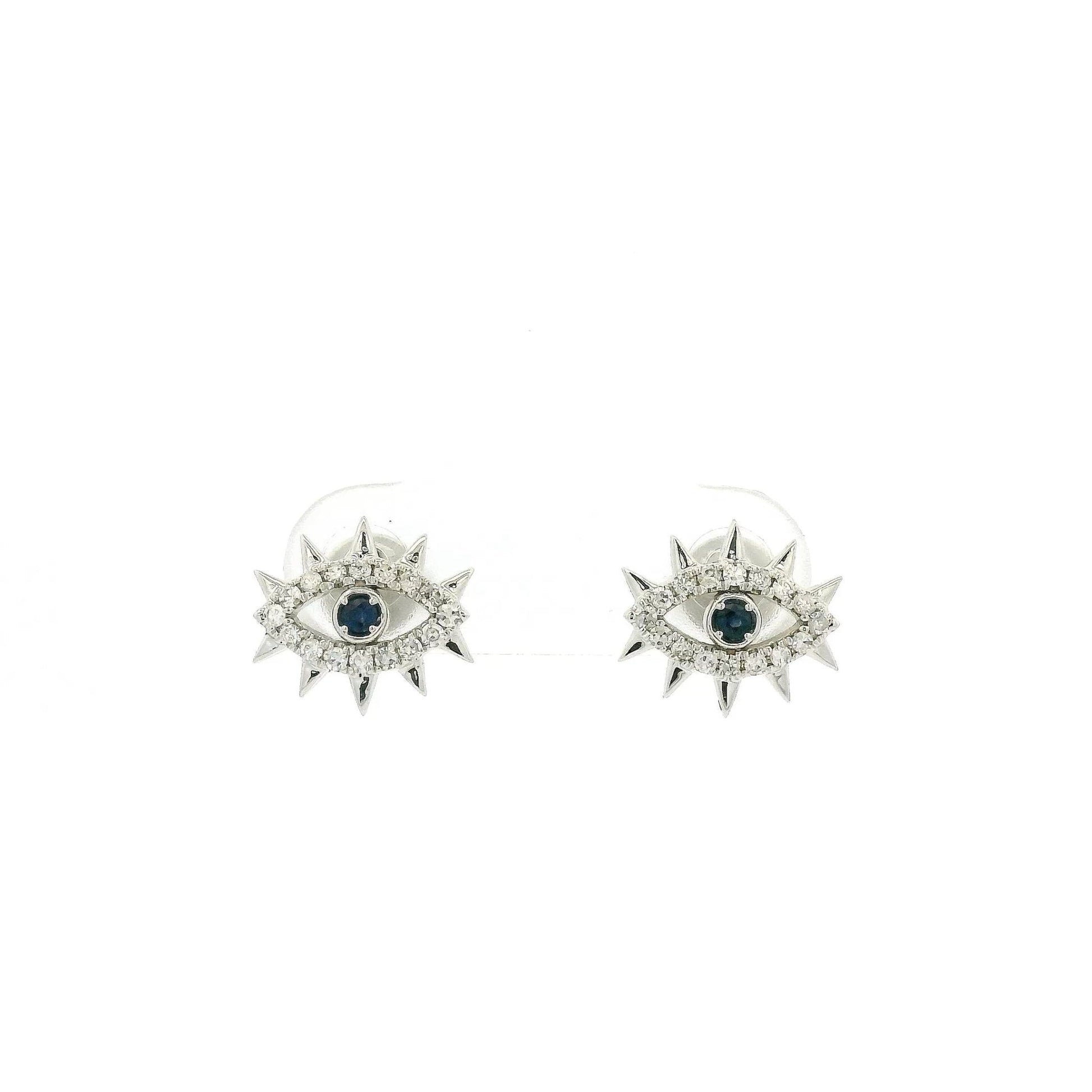 Sapphire & Diamond Evil Eye Studs - Forever Rox Fine Jewelry