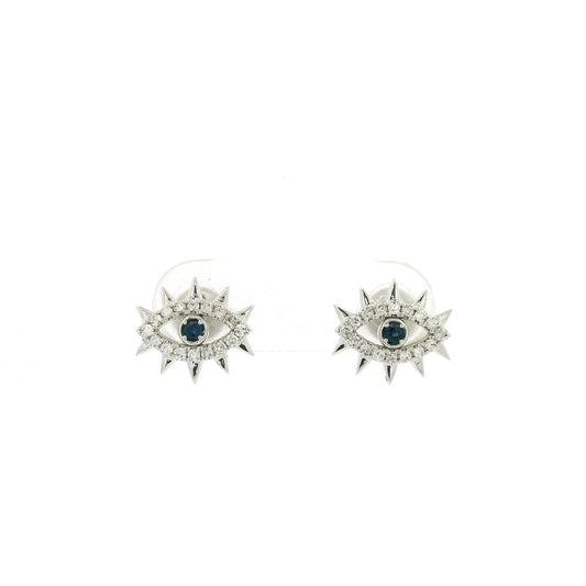 Sapphire & Diamond Evil Eye Studs - Forever Rox Fine Jewelry
