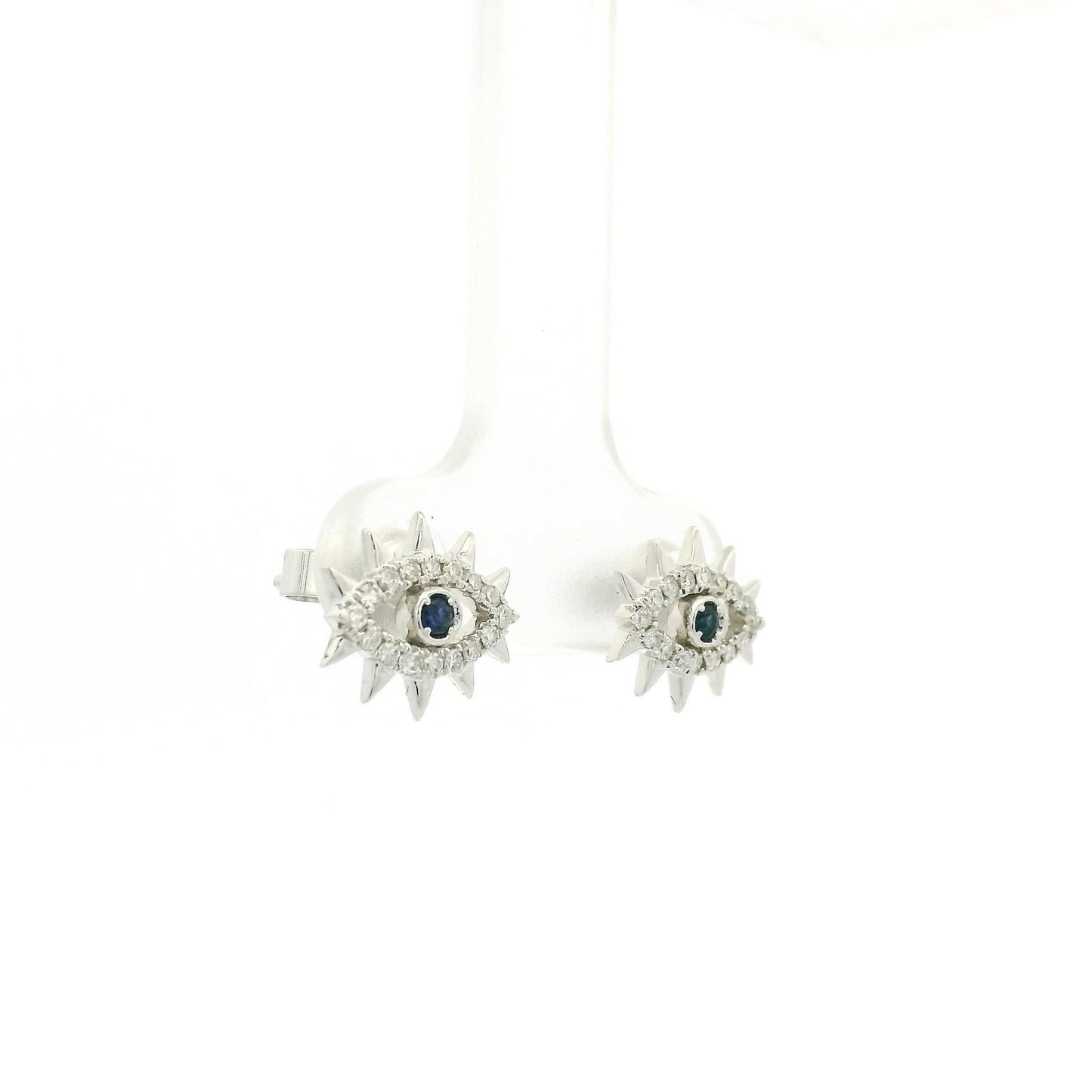 Sapphire & Diamond Evil Eye Studs - Forever Rox Fine Jewelry