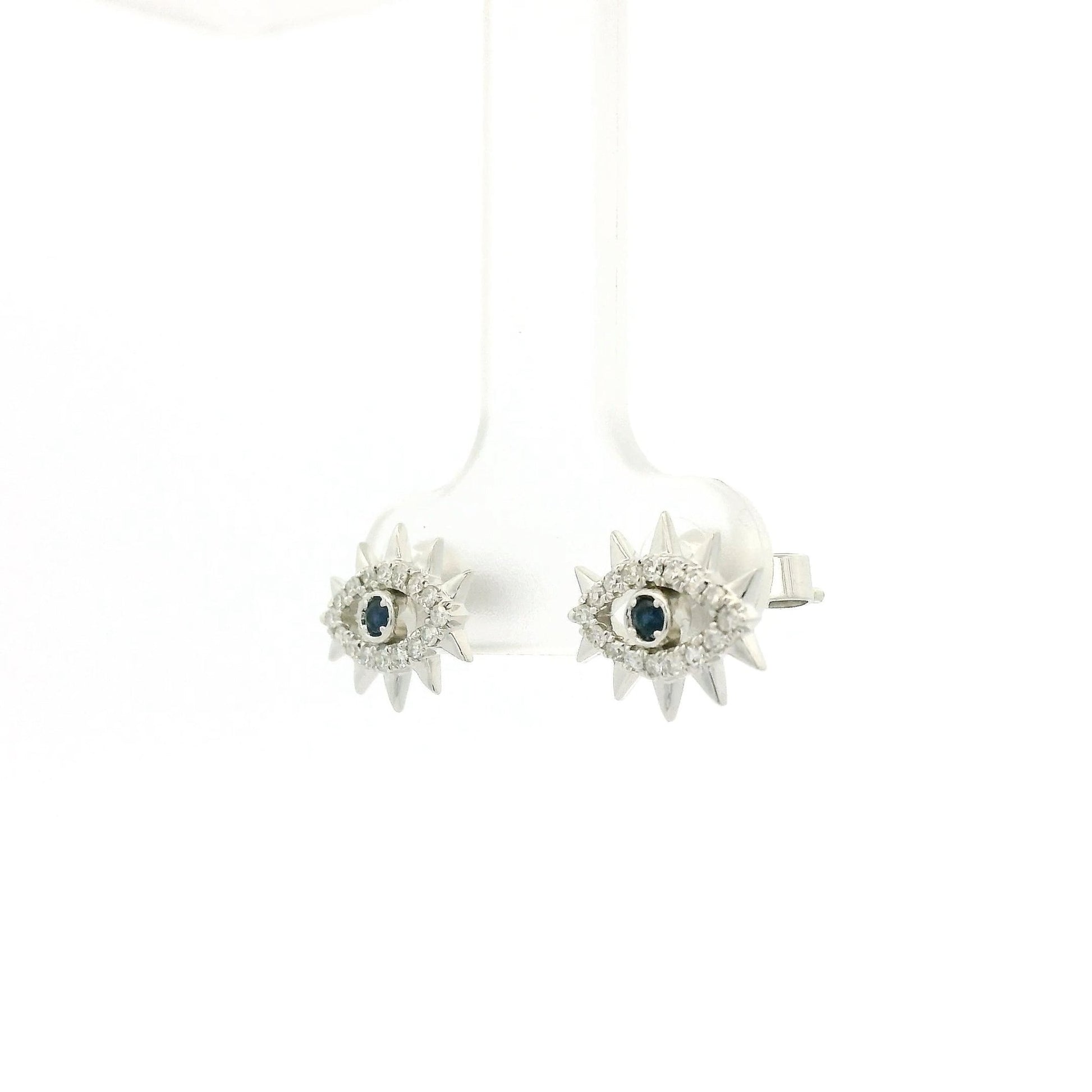Sapphire & Diamond Evil Eye Studs - Forever Rox Fine Jewelry