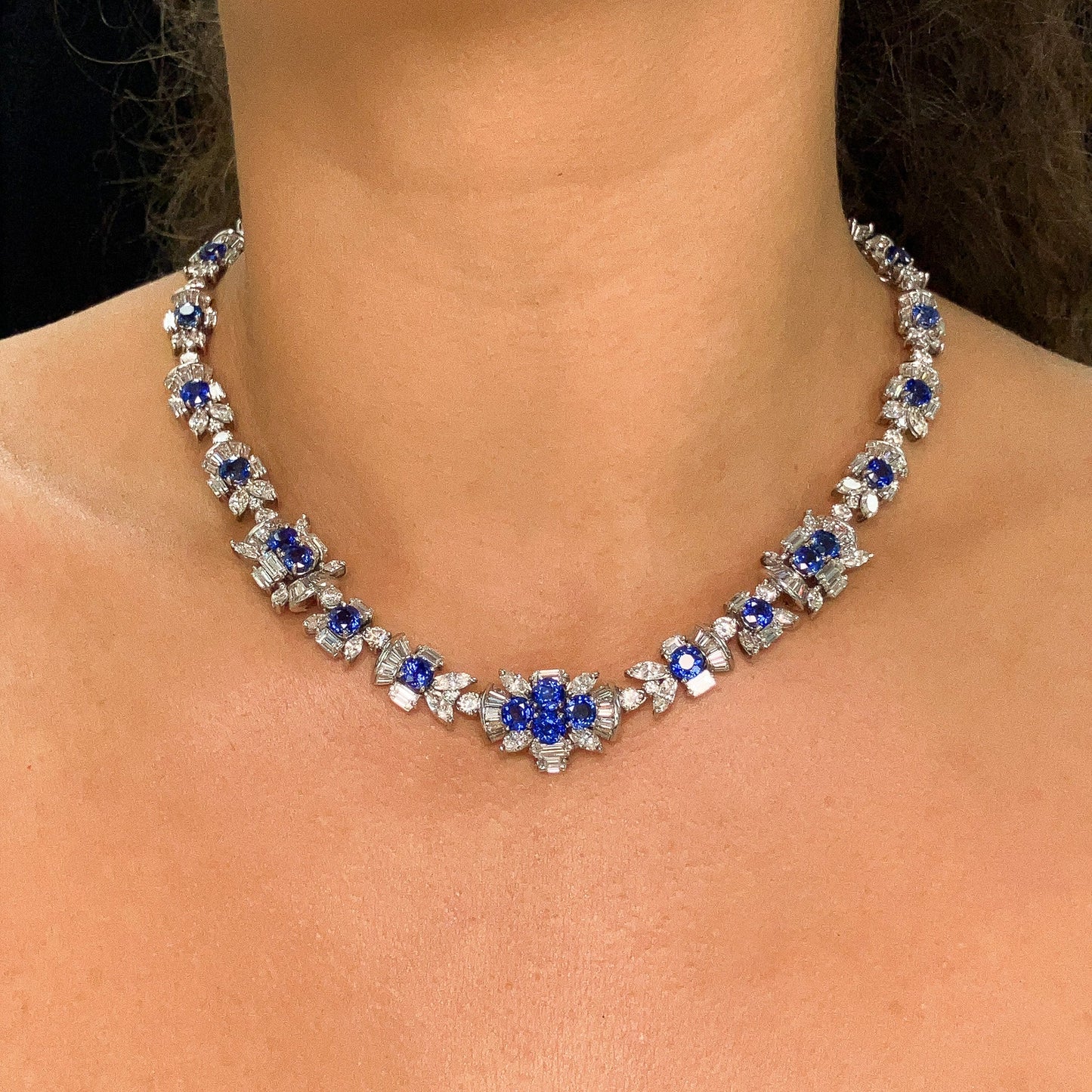 Sapphire & Diamond Floral Necklace - Forever Rox Fine Jewelry