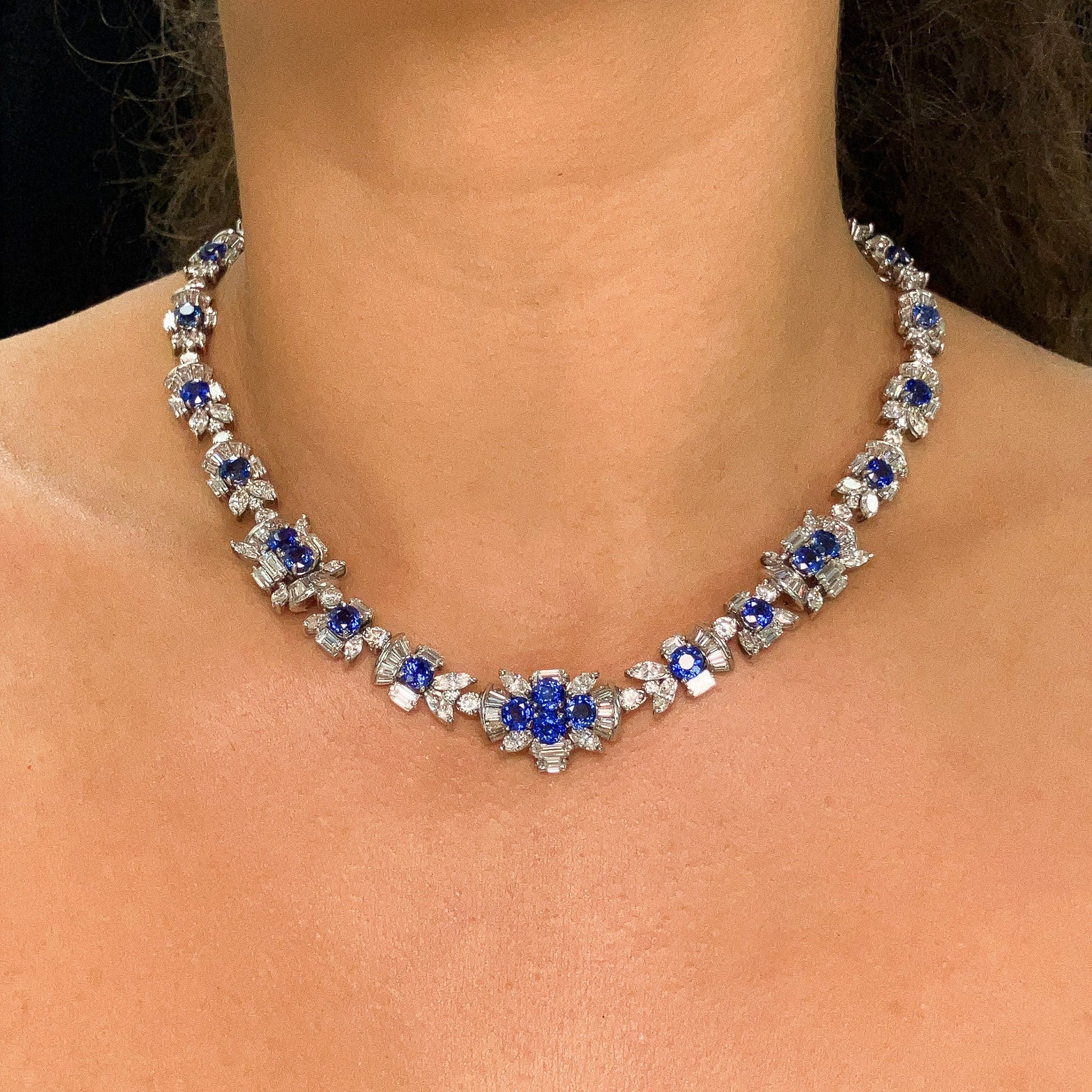 Sapphire & Diamond Floral Necklace - Forever Rox Fine Jewelry