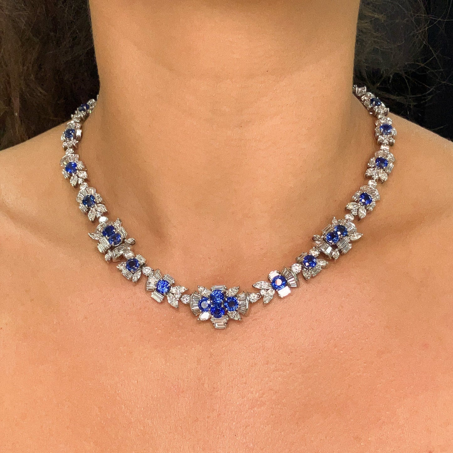 Sapphire & Diamond Floral Necklace - Forever Rox Fine Jewelry
