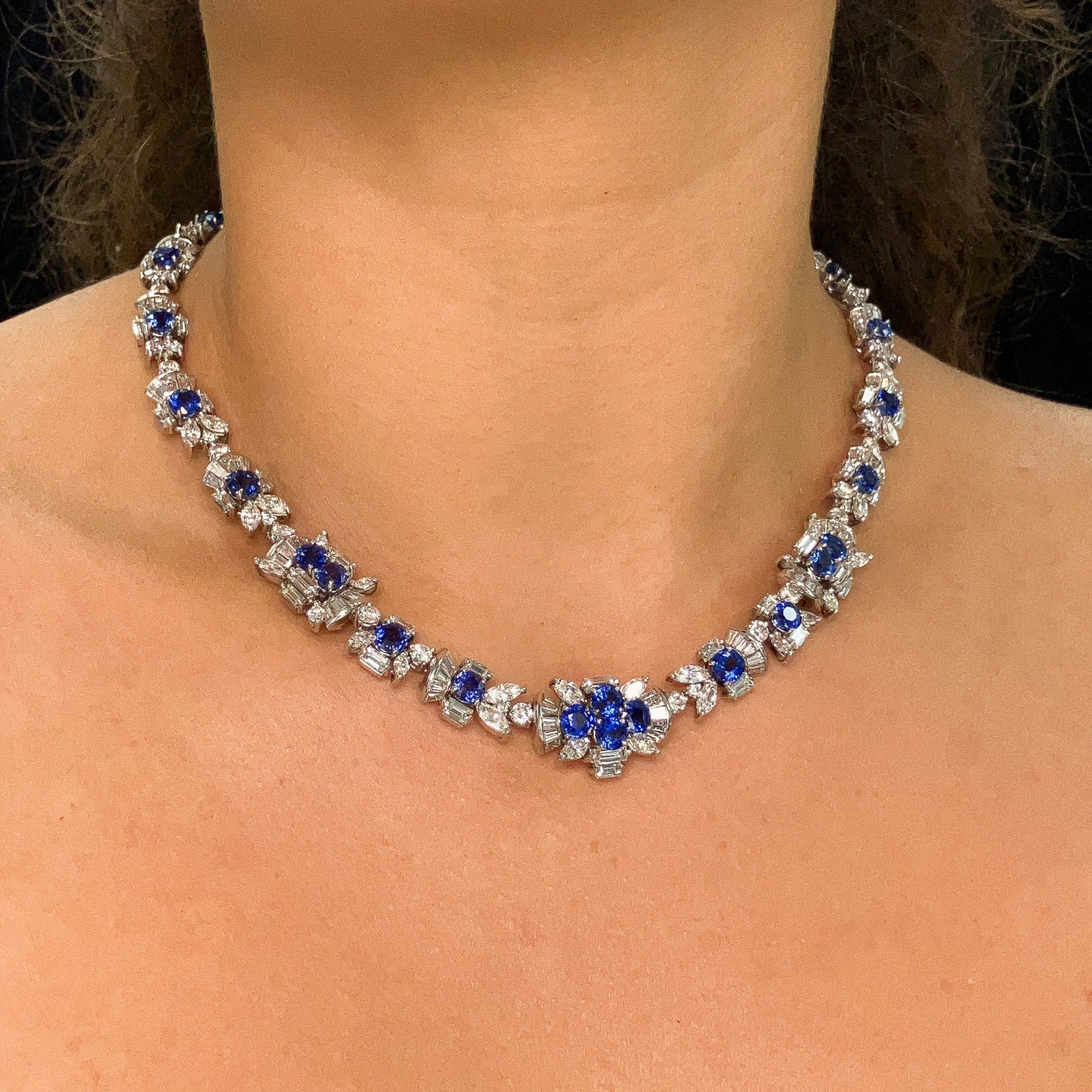 Sapphire & Diamond Floral Necklace - Forever Rox Fine Jewelry