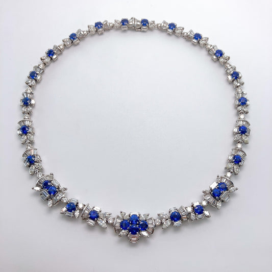 Sapphire & Diamond Floral Necklace - Forever Rox Fine Jewelry