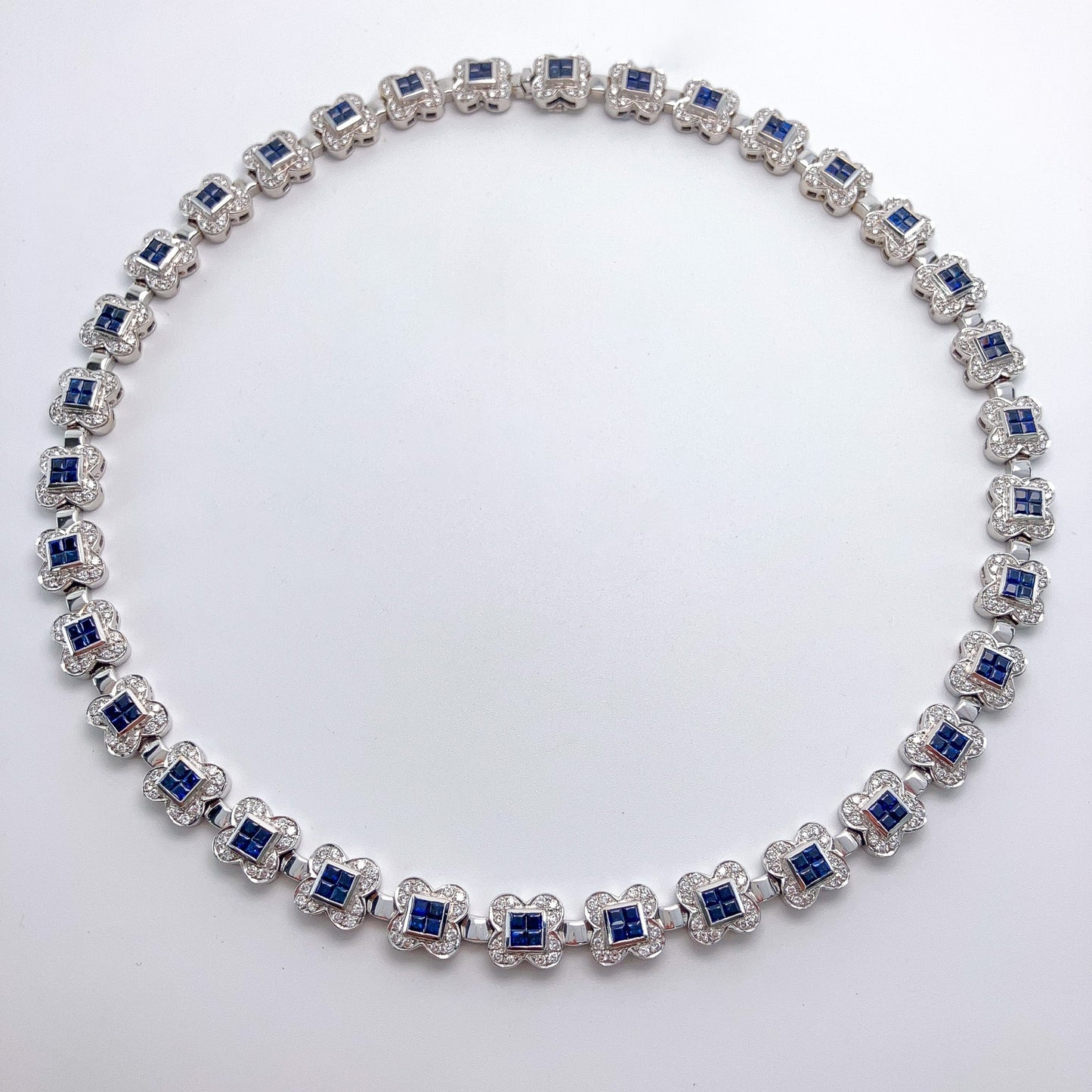Sapphire & Diamond Flower Necklace, 18k º - Forever Rox