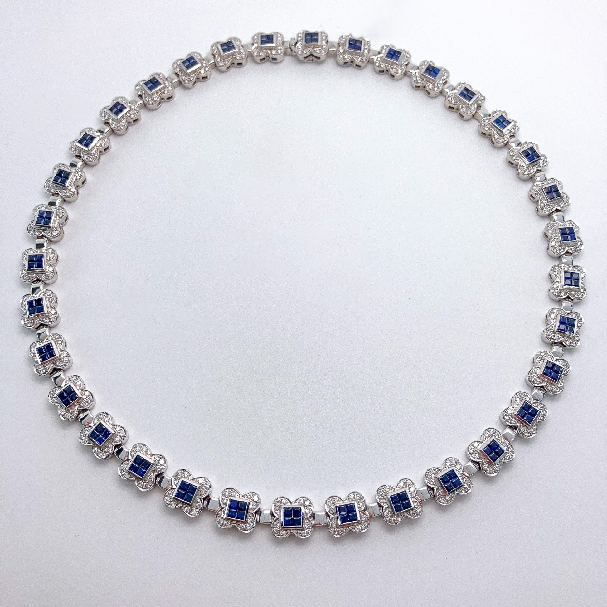 Sapphire & Diamond Flower Necklace, 18k º - Forever Rox