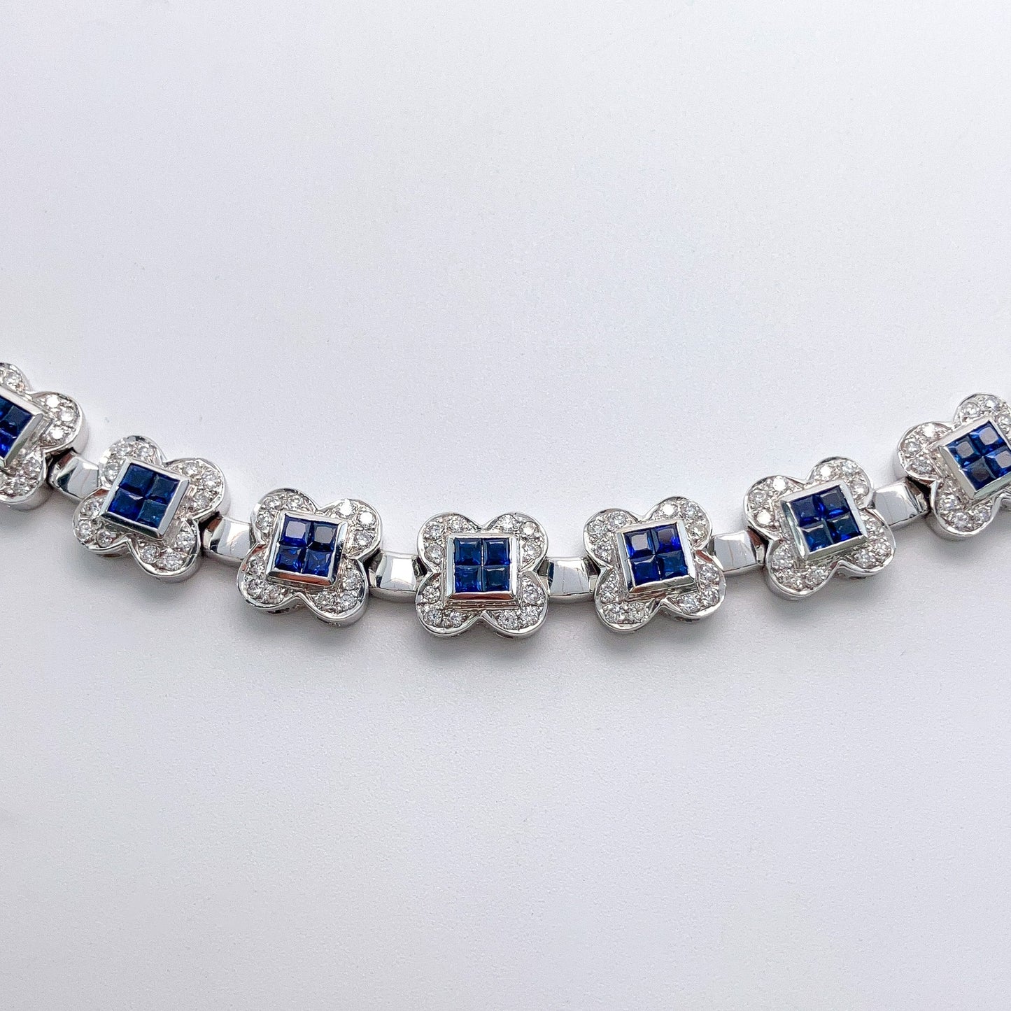 Sapphire & Diamond Flower Necklace, 18k º - Forever Rox