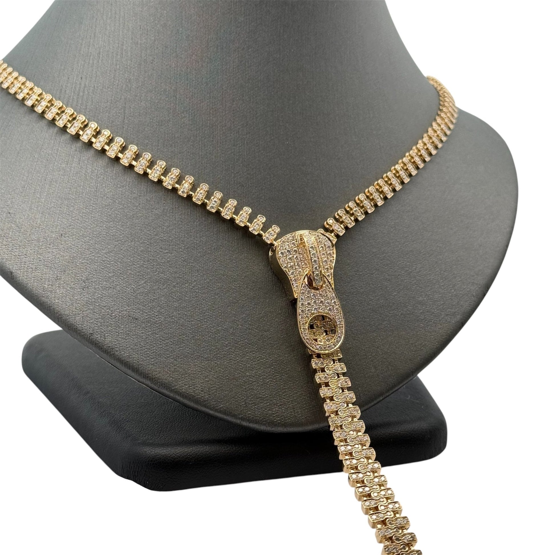 Short Natrual Diamond Zipper Necklace - Forever Rox Fine Jewelry