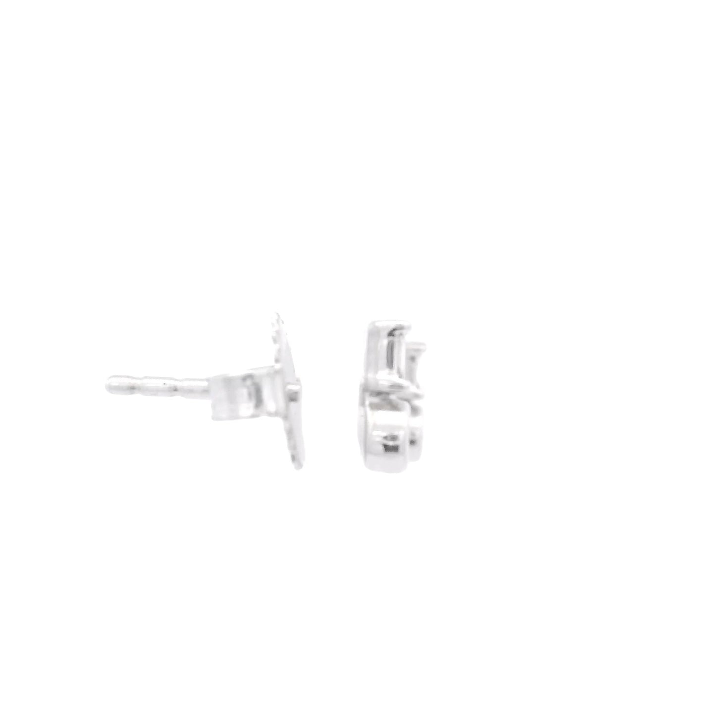 Silver Baguette & Round Diamond Studs - Forever Rox