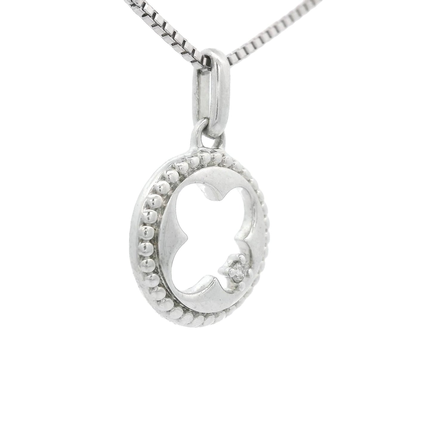 Silver Clover pendant With Diamond - Forever Rox