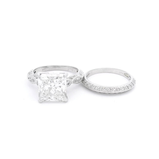 Simon G. Signed Square Radiant Cut Diamond Ring With Matching Band - Forever Rox