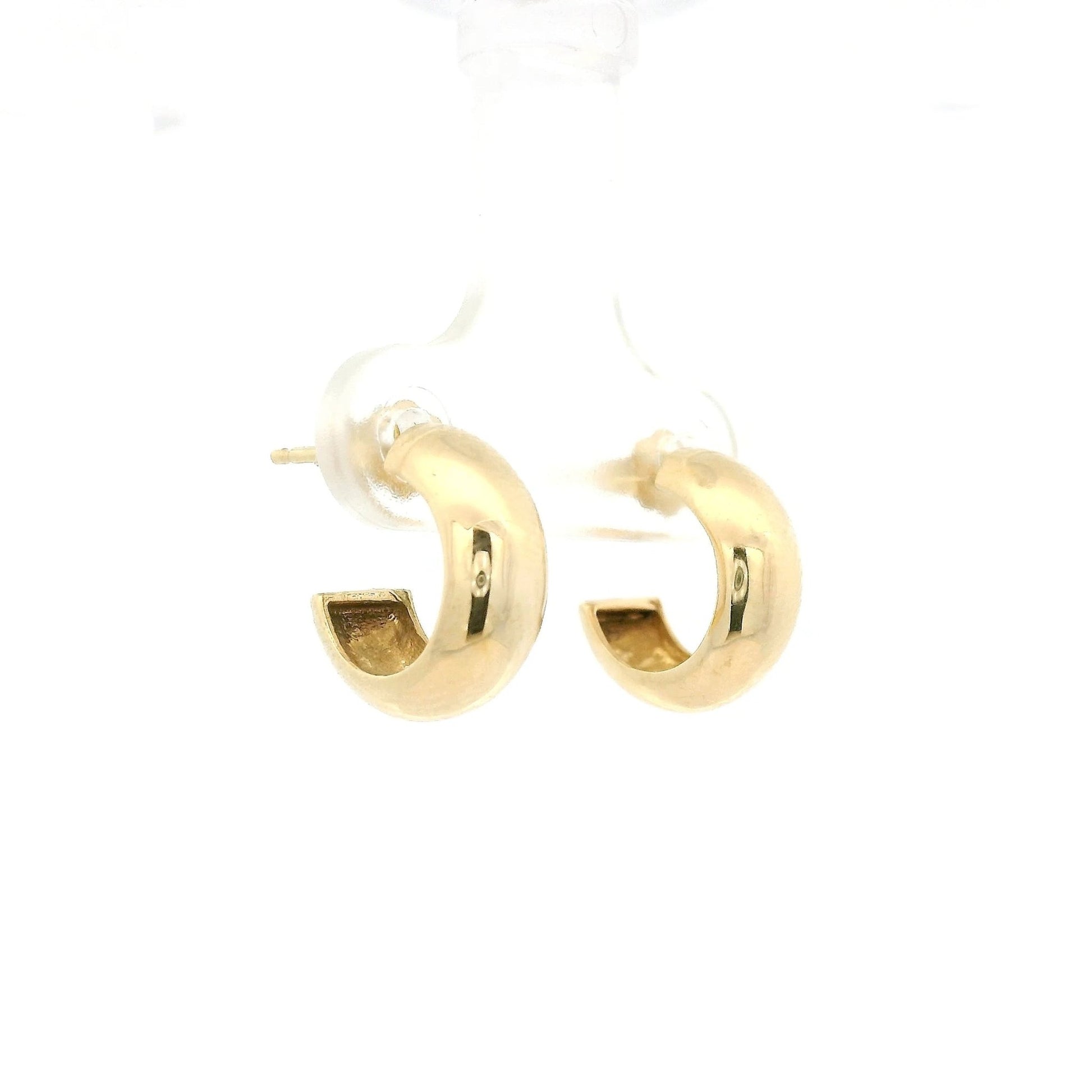 Small Yellow Gold 3/4 Hollow Hoops Studs - Forever Rox