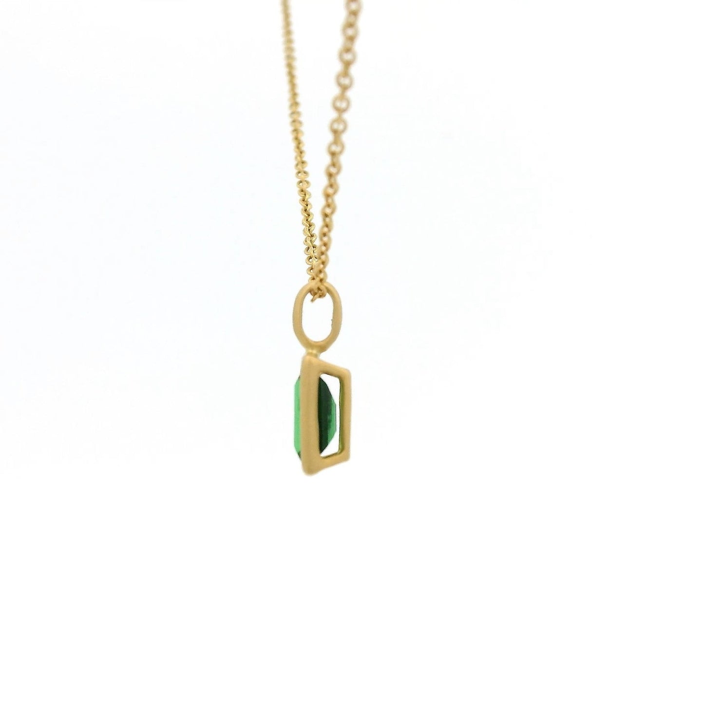 Solitaire Bezel Set Emerald Cut Tsavorite Pendant - Forever Rox Fine Jewelry