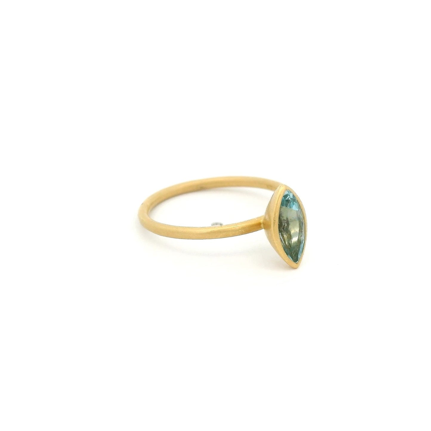 Solitaire Bezel Set Marquise Cut Aquamarine Ring - Forever Rox Fine Jewelry