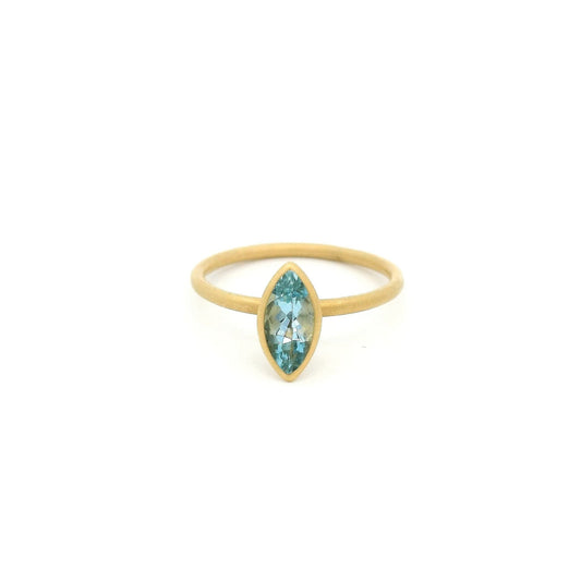 Solitaire Bezel Set Marquise Cut Aquamarine Ring - Forever Rox Fine Jewelry