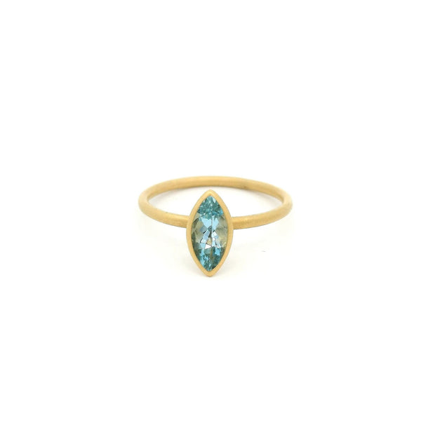 Solitaire Bezel Set Marquise Cut Aquamarine Ring - Forever Rox Fine Jewelry