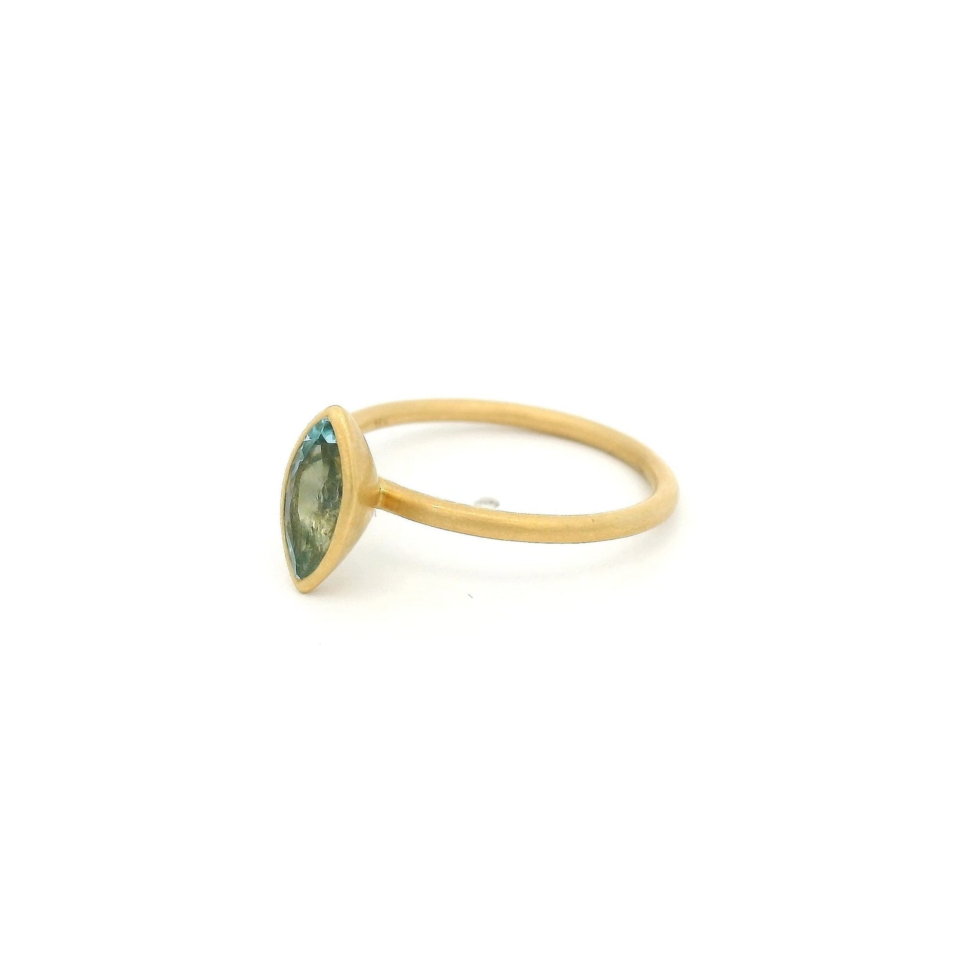 Solitaire Bezel Set Marquise Cut Aquamarine Ring - Forever Rox Fine Jewelry