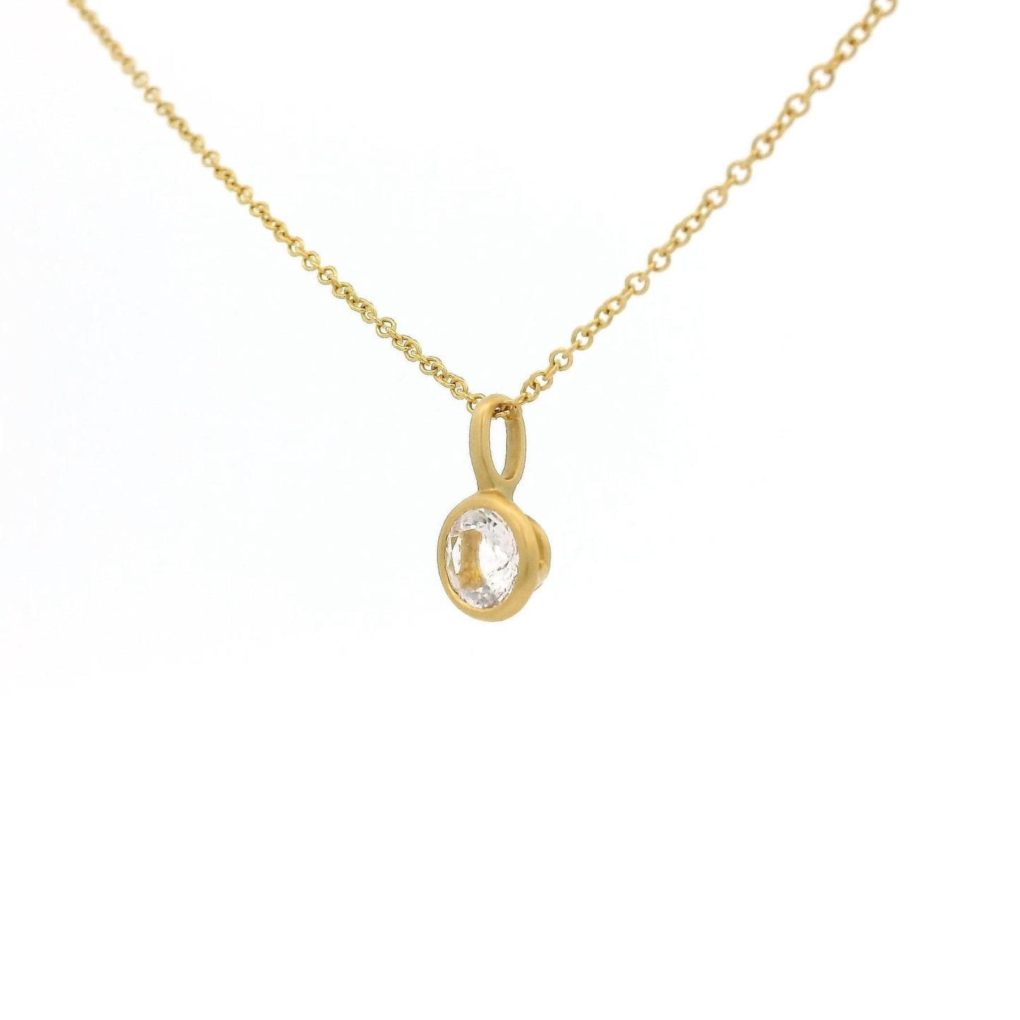Solitaire Bezel Set Round Cut Morganite Pendant - Forever Rox Fine Jewelry
