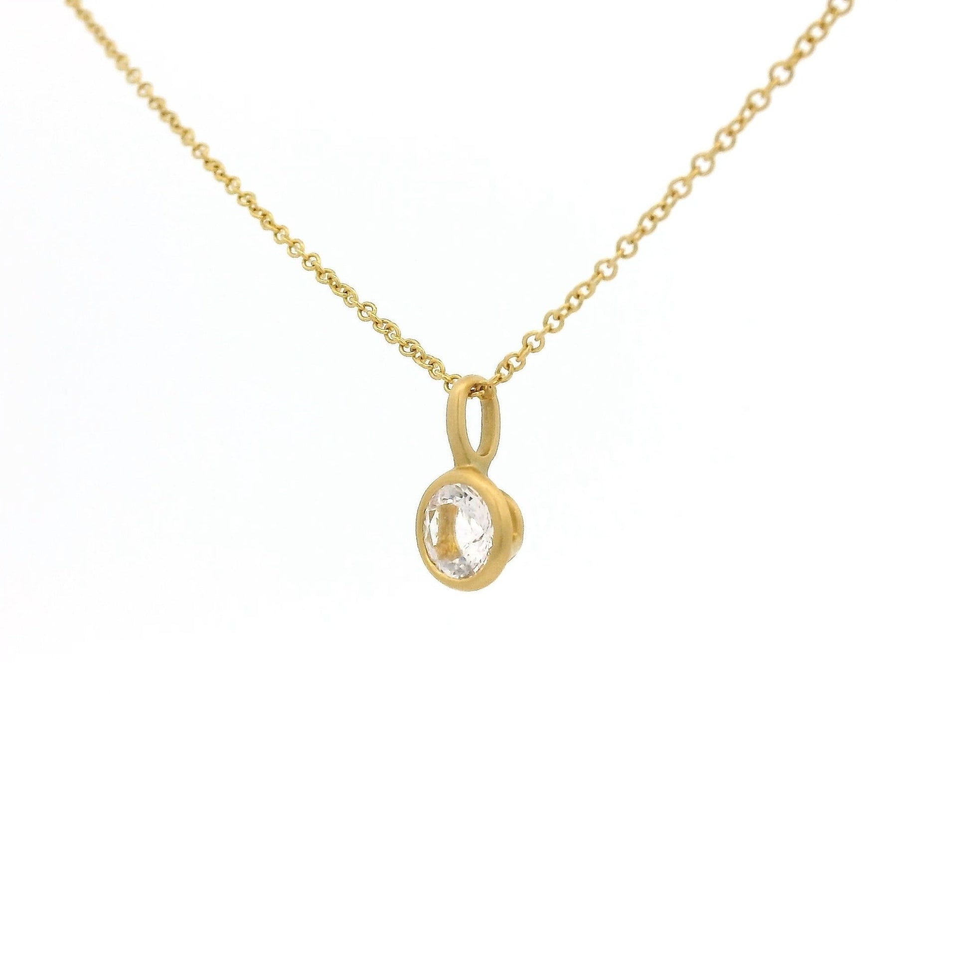Solitaire Bezel Set Round Cut Morganite Pendant - Forever Rox Fine Jewelry