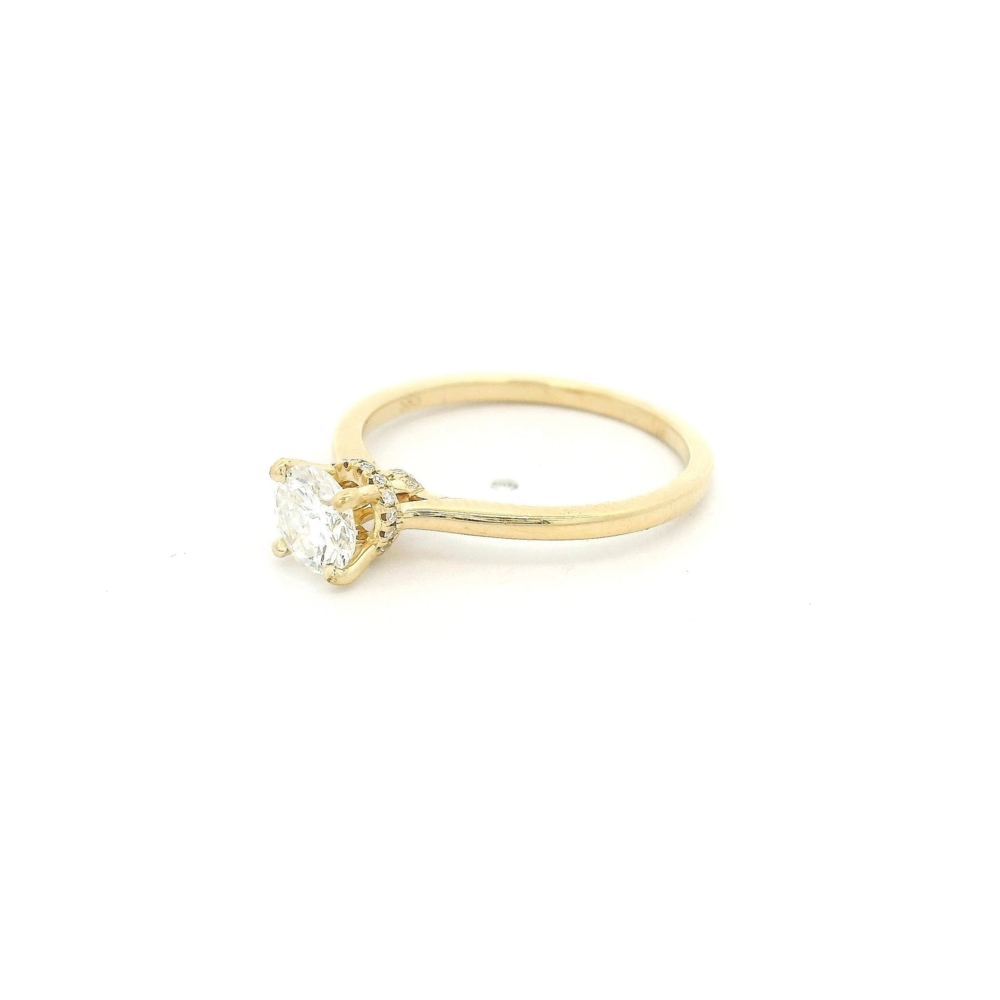 Solitaire Round Cut Diamond Bridal Ring with Diamonds Around Head - Forever Rox Fine Jewelry