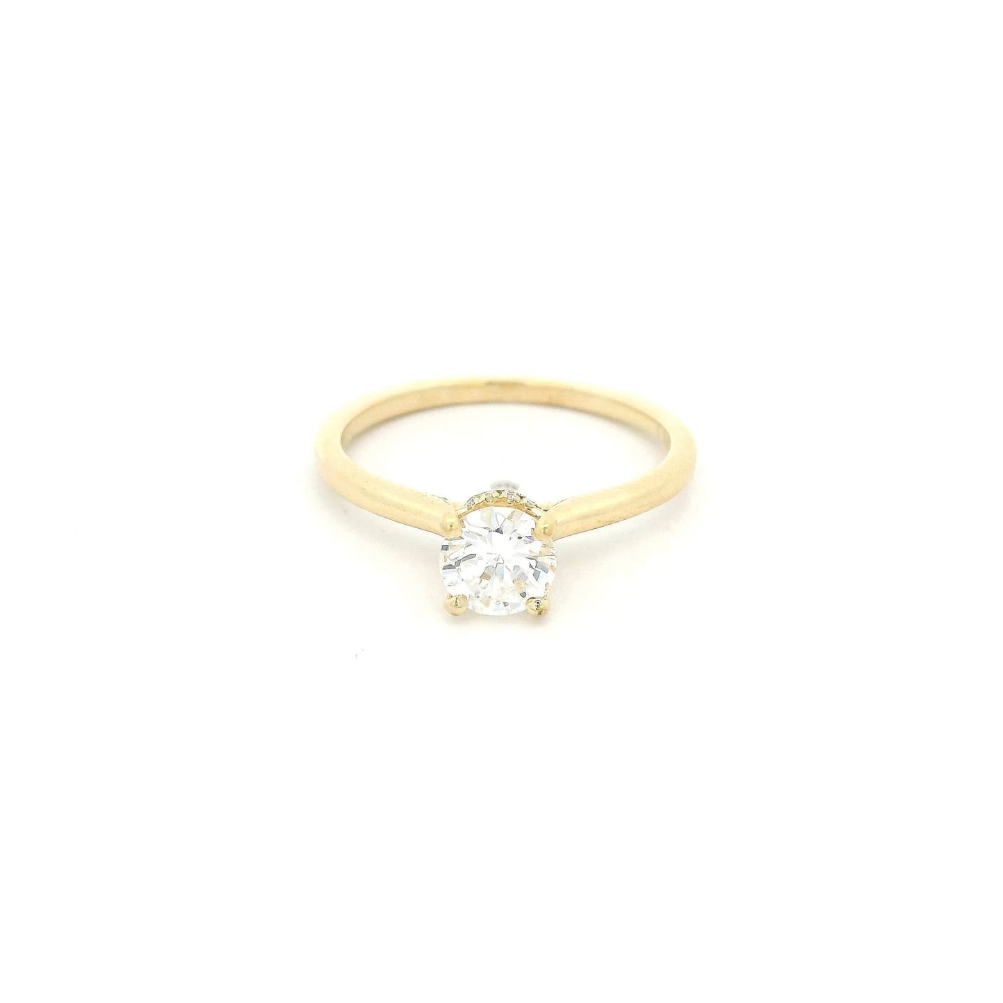 Solitaire Round Cut Diamond Bridal Ring with Diamonds Around Head - Forever Rox Fine Jewelry