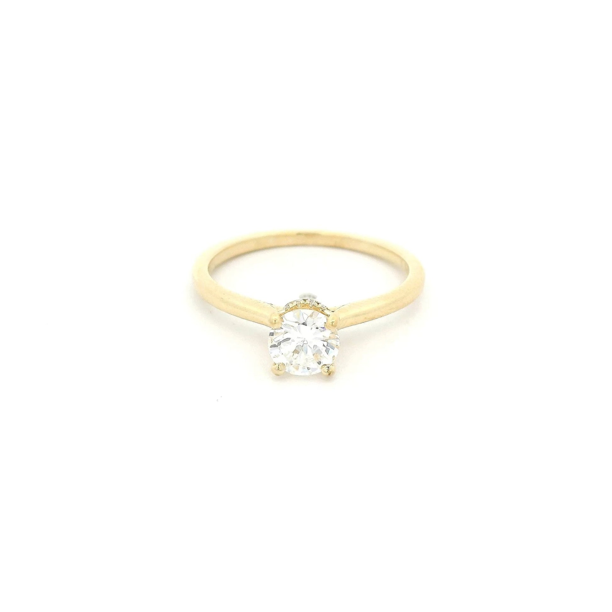 Solitaire Round Cut Diamond Bridal Ring with Diamonds Around Head - Forever Rox Fine Jewelry