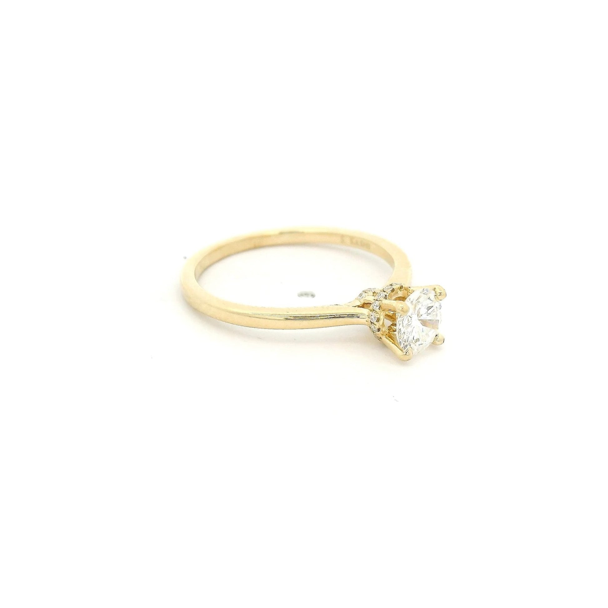 Solitaire Round Cut Diamond Bridal Ring with Diamonds Around Head - Forever Rox Fine Jewelry