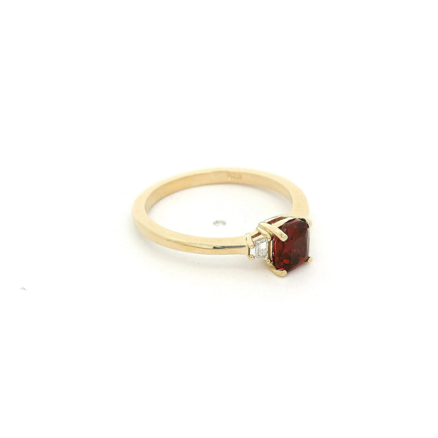 Square Cushion Cut Certified No Heat Ruby & Trapazoid Cut Diamond Ring - Forever Rox Fine Jewelry