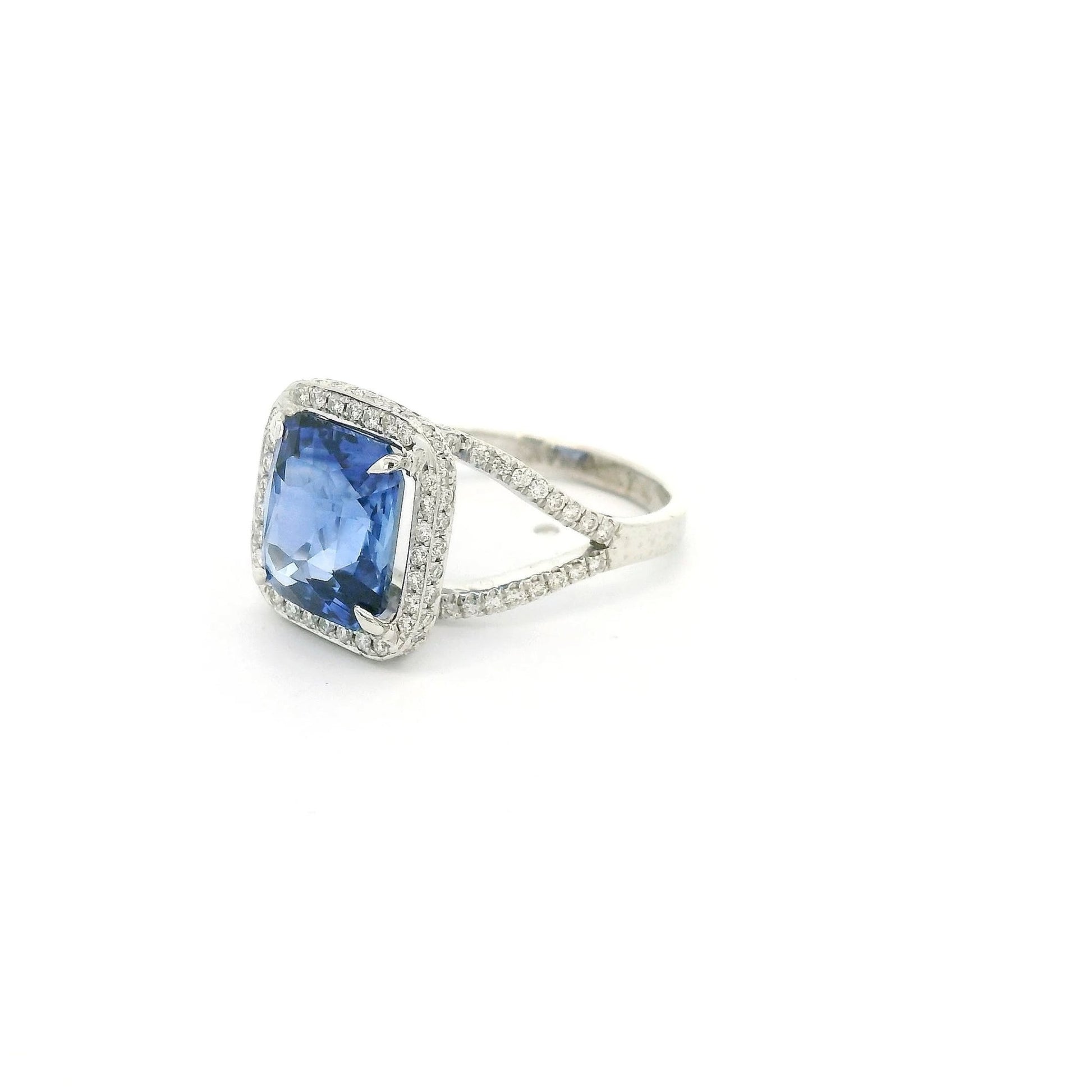 Square Cushion Cut Sapphire & Diamond Ring - Forever Rox Fine Jewelry