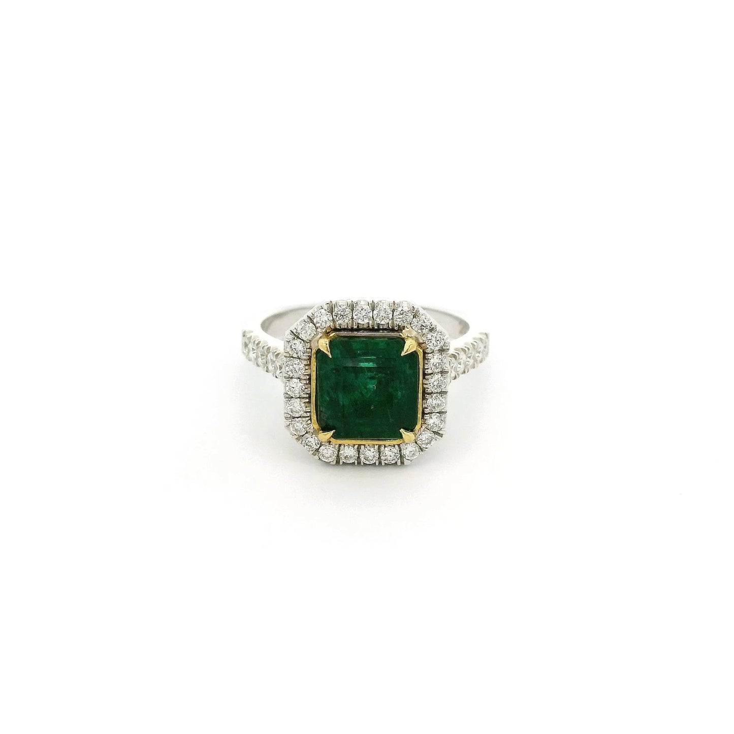 Square Emerald Cut Emerald & Diamond Ring - Forever Rox Fine Jewelry