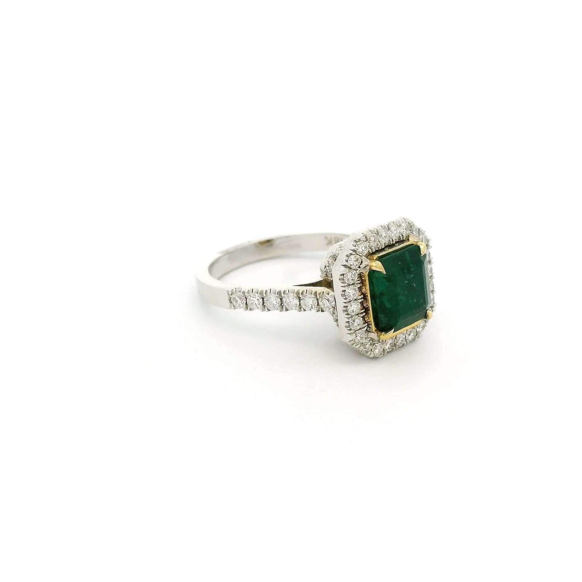 Square Emerald Cut Emerald & Diamond Ring - Forever Rox Fine Jewelry