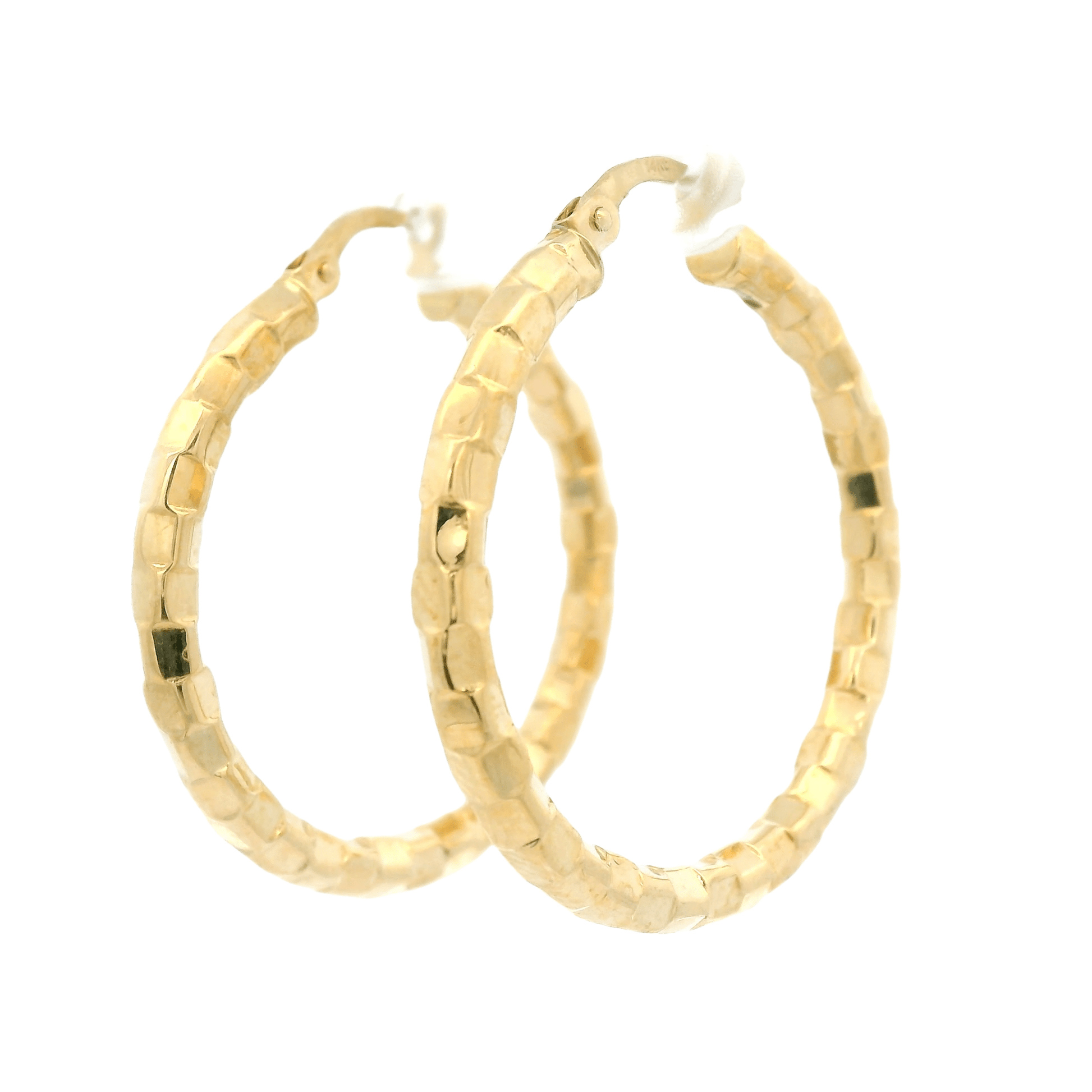 Square Pattern Gold Hoops - Forever Rox
