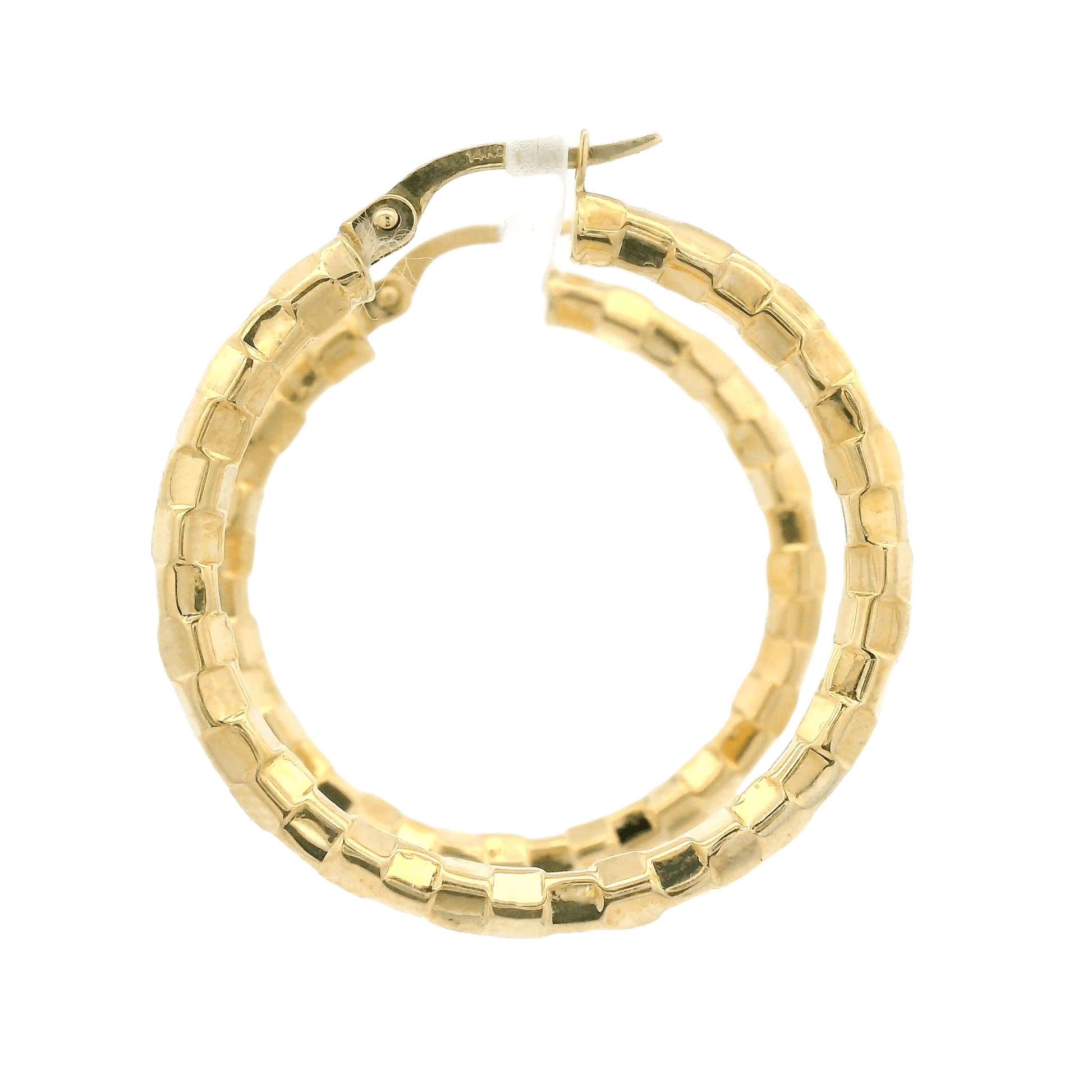 Square Pattern Gold Hoops - Forever Rox