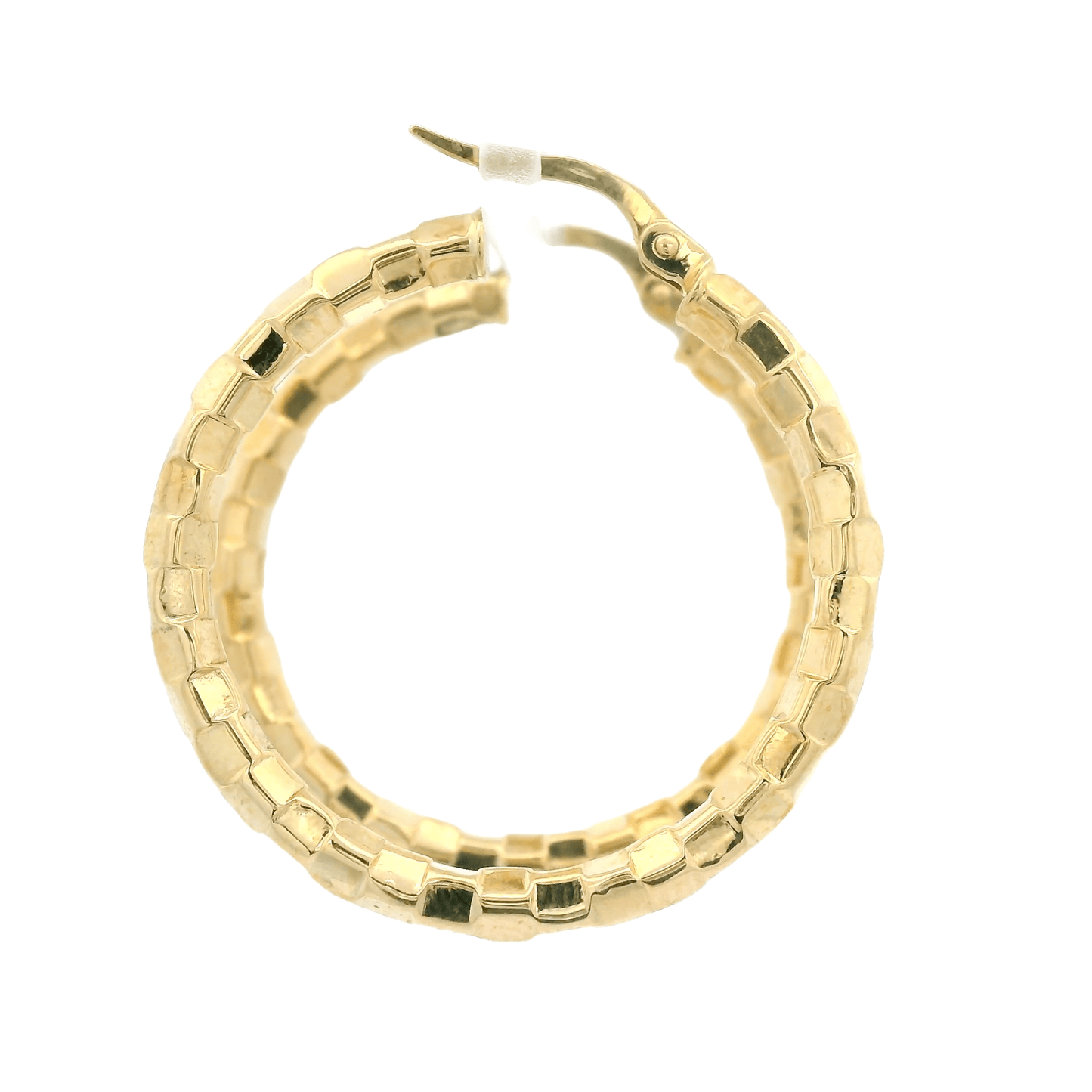 Square Pattern Gold Hoops - Forever Rox