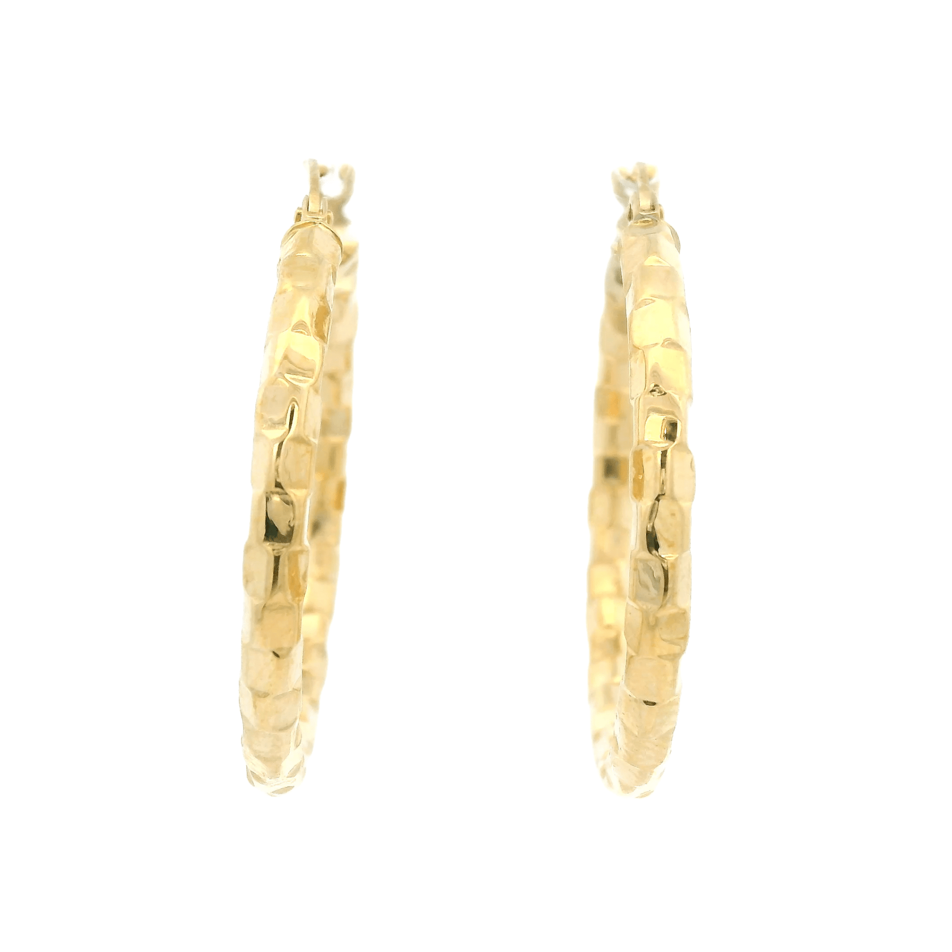 Square Pattern Gold Hoops - Forever Rox