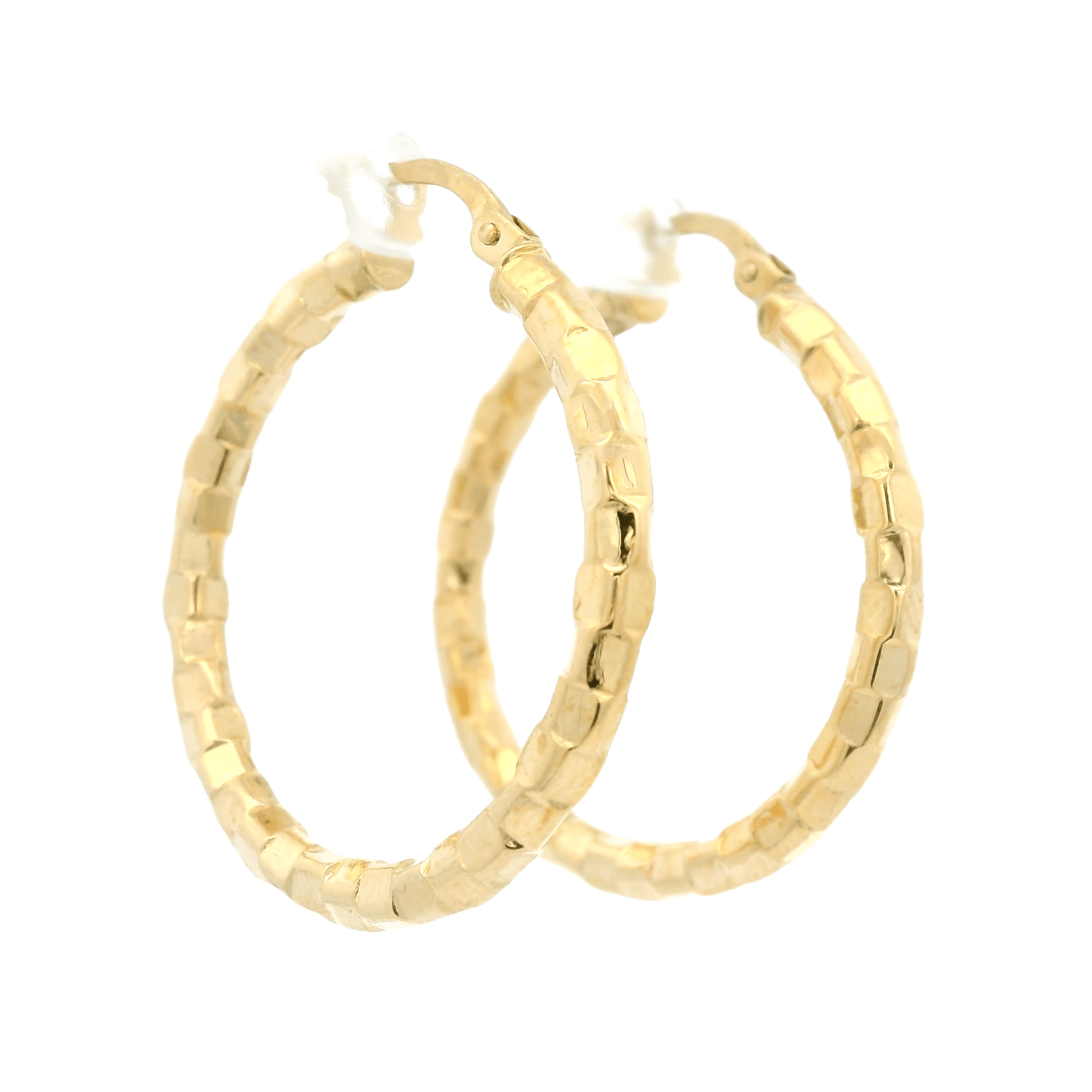 Square Pattern Gold Hoops - Forever Rox