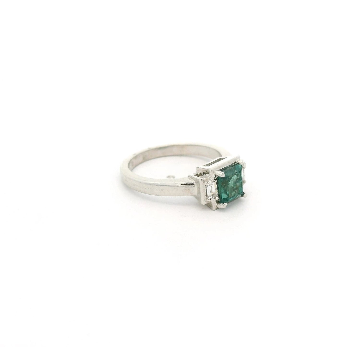 Square Step Cut Fine Alexandrite From The Smithsonian Institute with Two Baguette Diamonds Ring - Forever Rox Fine Jewelry