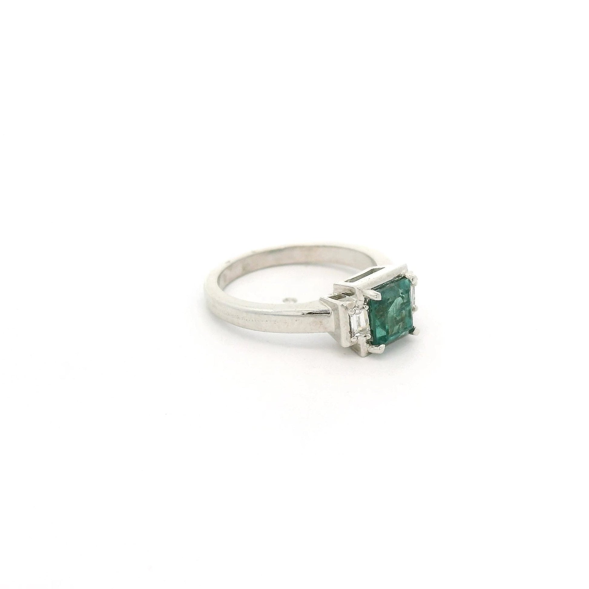 Square Step Cut Fine Alexandrite From The Smithsonian Institute with Two Baguette Diamonds Ring - Forever Rox Fine Jewelry