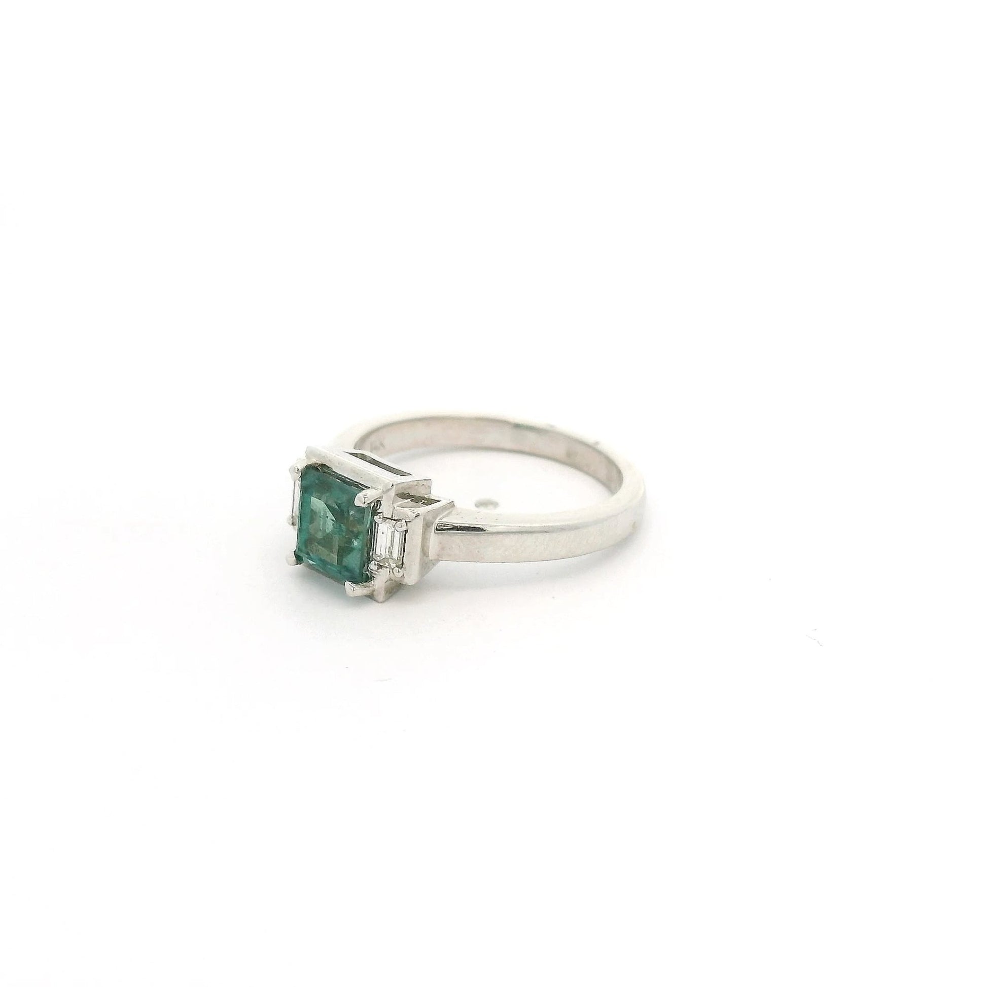 Square Step Cut Fine Alexandrite From The Smithsonian Institute with Two Baguette Diamonds Ring - Forever Rox Fine Jewelry