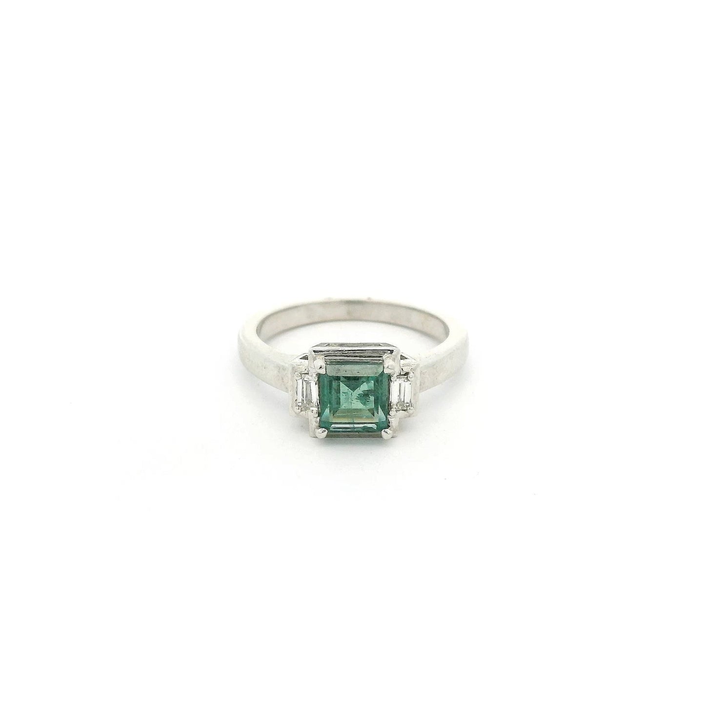 Square Step Cut Fine Alexandrite From The Smithsonian Institute with Two Baguette Diamonds Ring - Forever Rox Fine Jewelry