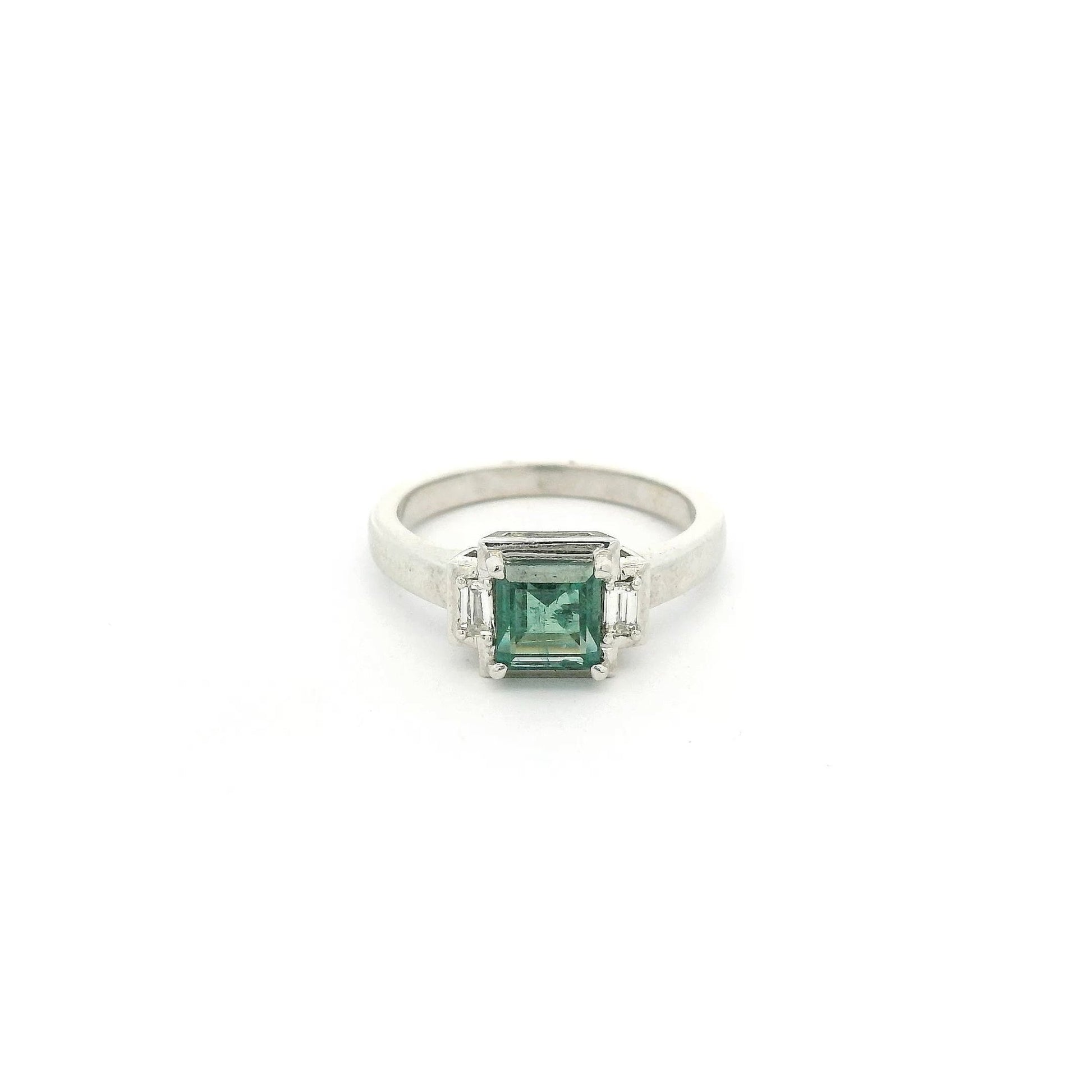 Square Step Cut Fine Alexandrite From The Smithsonian Institute with Two Baguette Diamonds Ring - Forever Rox Fine Jewelry