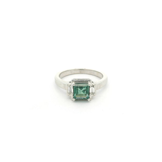Square Step Cut Fine Alexandrite From The Smithsonian Institute with Two Baguette Diamonds Ring - Forever Rox Fine Jewelry