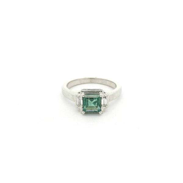 Square Step Cut Fine Alexandrite From The Smithsonian Institute with Two Baguette Diamonds Ring - Forever Rox Fine Jewelry