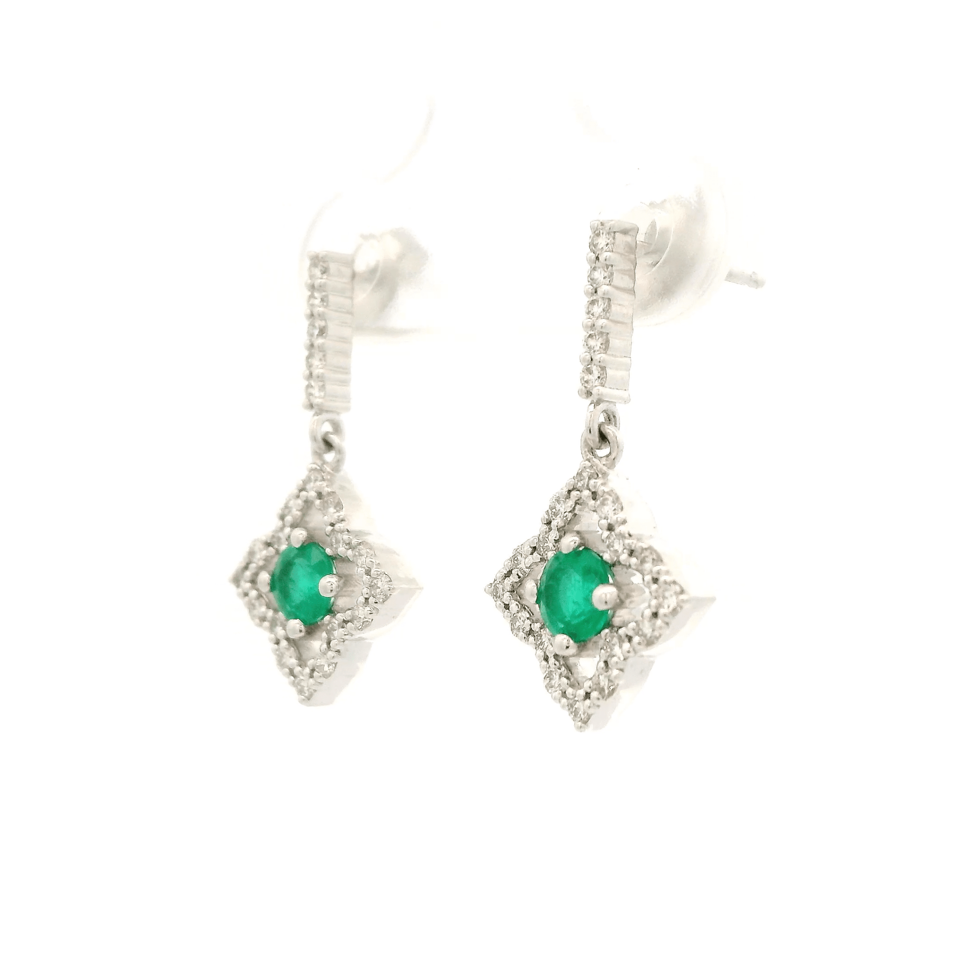 Star Shape Emerald & Diamond Dangles - Forever Rox