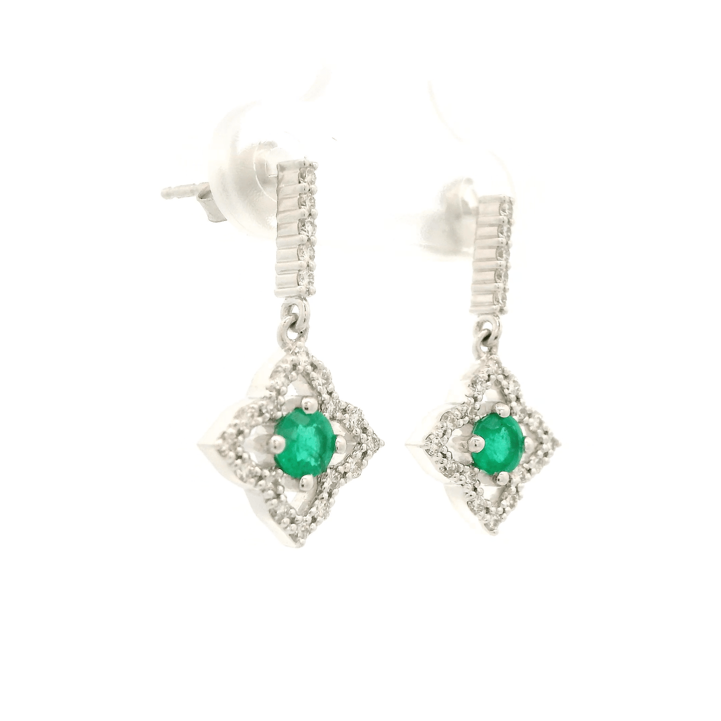 Star Shape Emerald & Diamond Dangles - Forever Rox